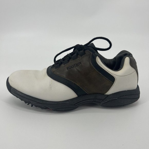 Footjoy‎ Golf Shoes Mens Size 11.5W Brown/White Saddle Soft Spikes Greenjoys - Picture 1 of 16